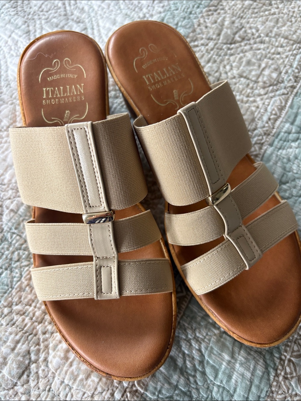 Italian Shoemakers Neutral Beige Multi-Strap Slide Sandals